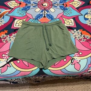 Women's Green Terry Shorts